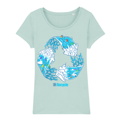 Surf t-shirt women caribbean blue, Recycle